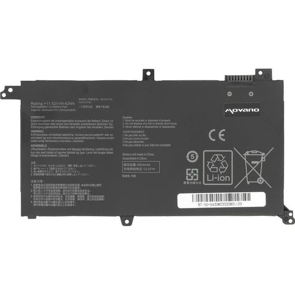 Bateria Movano Bateria B31N1732 do Asus Vivobook S430 X430U K430