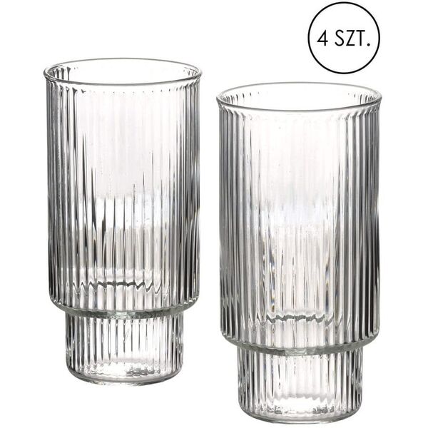 ELLA STRIPES Komplet 4 szklanek 400ml ze szkła borokrzemowego 7x5,6x14cm