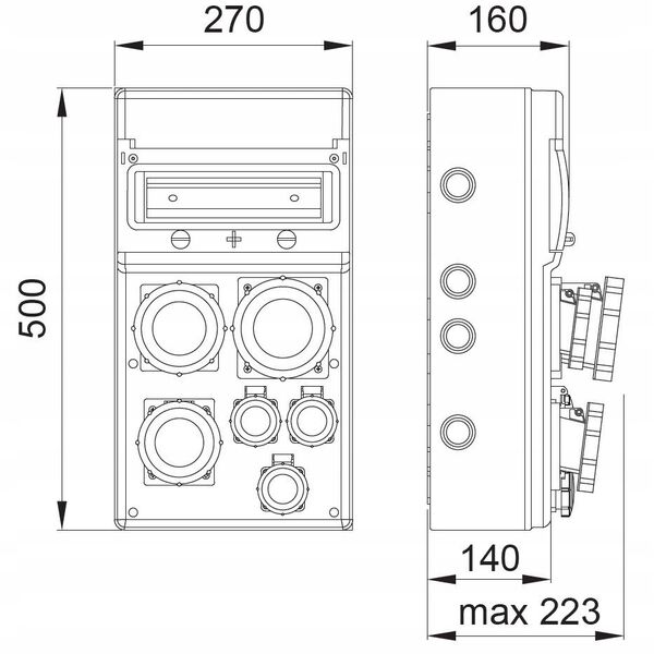 Διανομέας Pawbol B.MAX-11S B.MAX-11S-2 11-S, 32A/5P, 16A/5P, 4x230V, IP65 γκρι