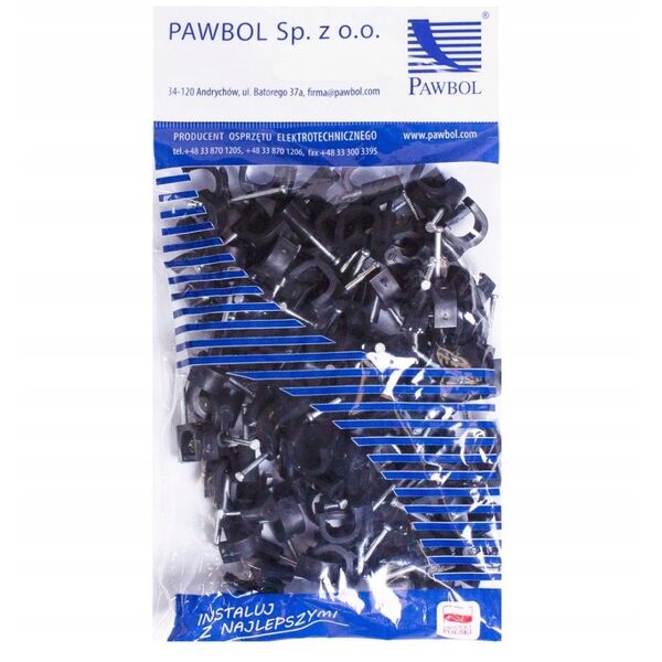 Καλωδιοθήκη Pawbol H.7018C με καρφί YDYp 3x2,5 13/7 μαύρο