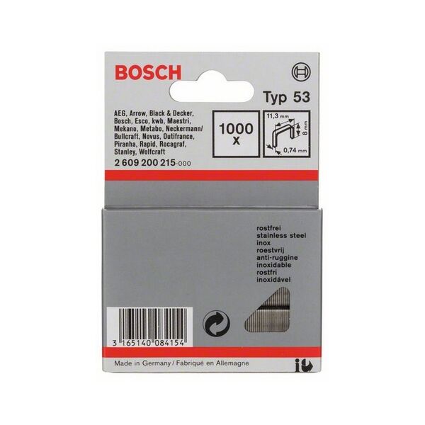 Bosch Zszywki z cienkiego drutu typ 53 8mm 1000szt. (2609200215)