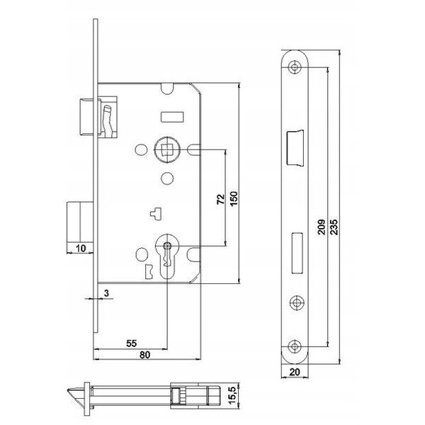 ΚΛΕΙΔΑΡΙΑ MORTISE WC Z7ACL 72/55 ΑΡΙΣΤΕΡΗ W ZN