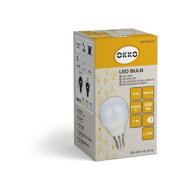 ΛΑΜΠΑ LED G45 7W E14 620LM 4000K MATTE