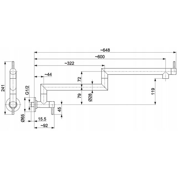 6623-030-81/ KFA/ DUERO POT FILLER/ BATERIA KUCHENNA, ZLEW ŚCIENNA, PRZEGUBOWA, BLACK