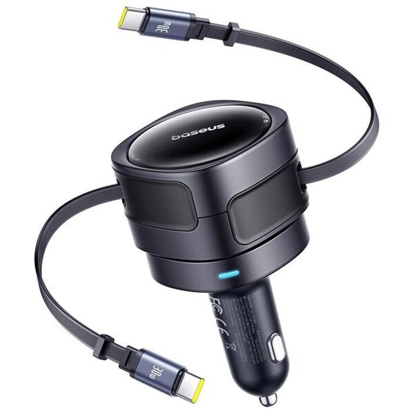 Ładowarka samochodowa Baseus Enjoyment Max z kablami USB-C+USB-C 60W Czarny