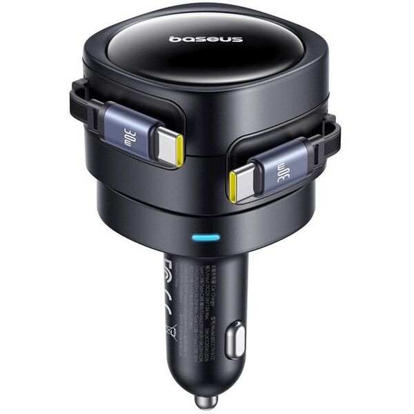Ładowarka samochodowa Baseus Enjoyment Max z kablami USB-C+USB-C 60W Czarny