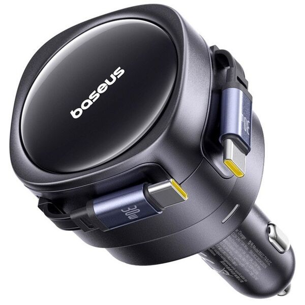 Ładowarka samochodowa Baseus Enjoyment Max z kablami USB-C+USB-C 60W Czarny