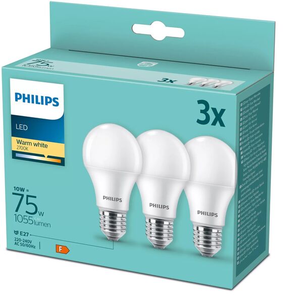 LED BULB 10W E27 A60 827 1055LM FR 3PCS