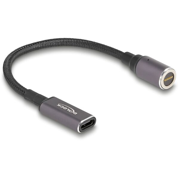 Delock - Καλώδιο ρεύματος - 24 pin USB-C (W) σε 8-πολικό μαγνητικό σύνδεσμο - 20 V - 3 A - 15 cm - Ανθρακί, Μαύρο
