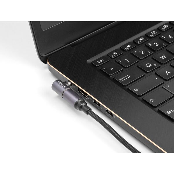 Delock - Καλώδιο ρεύματος - 24 pin USB-C (W) σε 8-πολικό μαγνητικό σύνδεσμο - 20 V - 3 A - 15 cm - Ανθρακί, Μαύρο