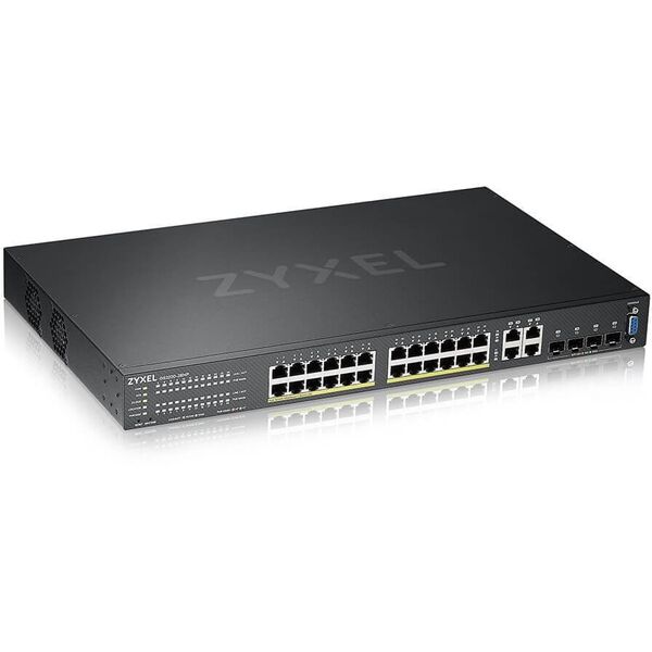 Zyxel GS2220-28HP - Switch - managed - 24 x 10/100/1000 (PoE+) + 4 x Kombi-Gigabit-SFP - an Rack montierbar - PoE+ (375 W)
