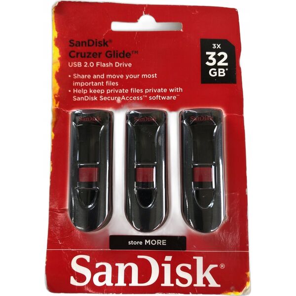 Pendrive SanDisk SanDisk Cruzer Glide - USB-Flash-Laufwerk - verschlusselt - 32 GB - USB 2.0 (Packung mit 3)