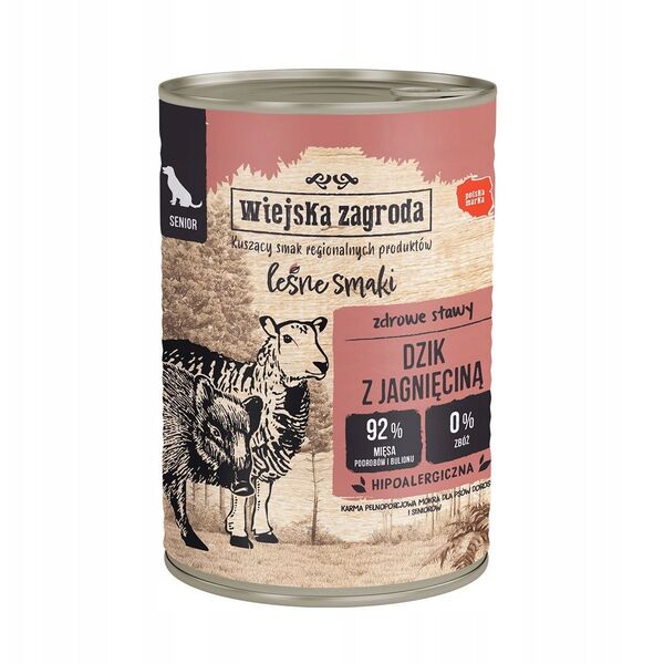 Karma mokra dla psa Leśne smaki Dzik z jagnięciną (senior) 400g