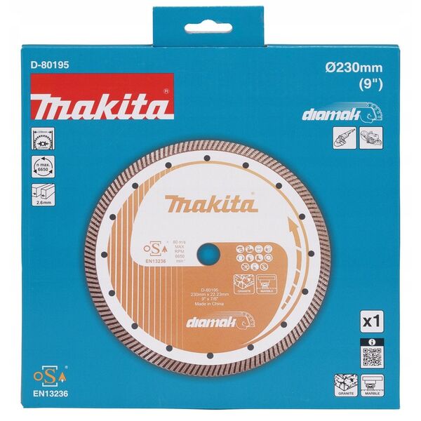 ΔΙΑΜΑΝΤΟΔΙΣΚΟΣ MAKITA 230x22,23mm ΤΜΗΜΑ (ΞΗΡΟ/ΥΓΡΟ) ΜΠΕΤΟΝ, ΠΕΤΡΑ