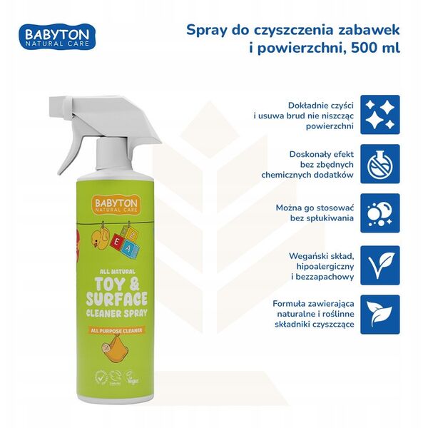 Babyton, Spray do czyszczenia zabawek i powierzchni, 500 ml