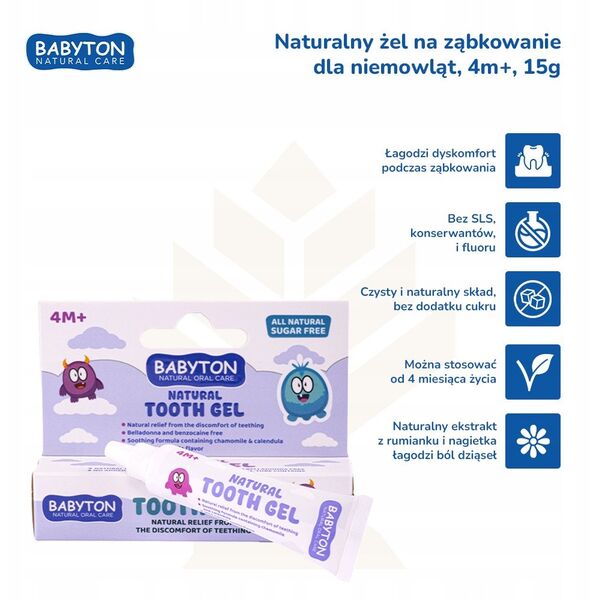 Babyton, Naturalny żel na ząbkowanie dla niemowląt, 4m+, 15 g