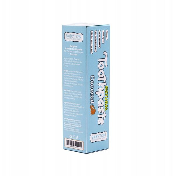 Babyton, Naturalna pasta do zębów dla dzieci o smaku kokosowym bez fluoru, 6m+, 50 g