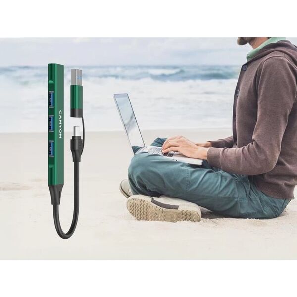 CANYON HUB DS-02 4 σε 1 USB-A/C Πράσινο