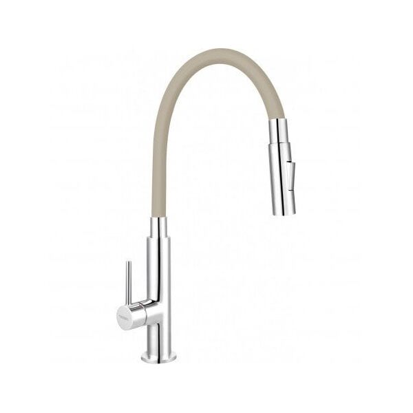 FERRO FITNESS SLIM βρύση νεροχύτη, 2 λειτουργίες, εύκαμπτο στόμιο, μπεζ χρώμα.
