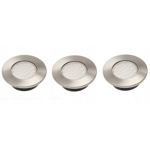 Φωτιστικά LED χωνευτά GTV BARRI, 3x1.5 W, 3x80 lm, 2700 K, 220 V, χρώμα αλουμινίου, ο7 εκ., 3 τεμ.
