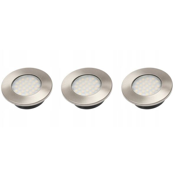 Φωτιστικά LED χωνευτά GTV BARRI, 3x1.5 W, 3x80 lm, 2700 K, 220 V, χρώμα αλουμινίου, ο7 εκ., 3 τεμ.