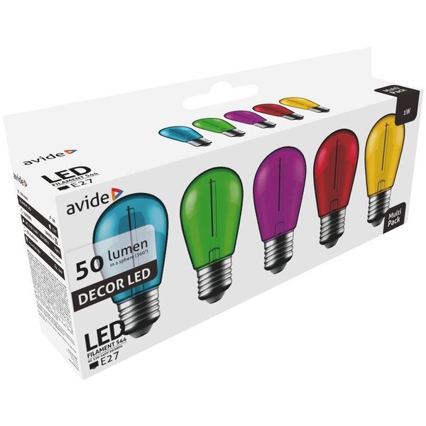Διακοσμητικοί λαμπτήρες LED AVIDE, E27, 0.6W, 220-240V, 50 lm 300deg, 5 τεμ