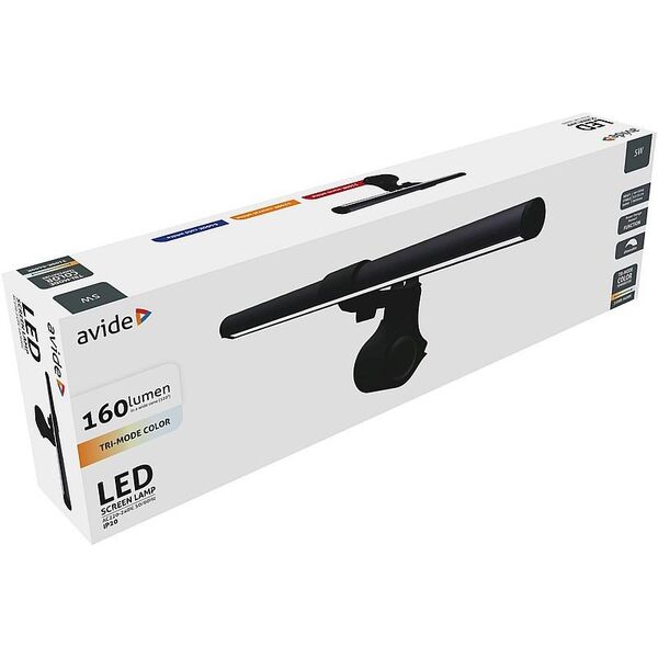 Λάμπα LED γραφείου με σφιγκτήρα AVIDE, 5 W, 160 lm, USB, μαύρο, 2 x 2 x 41 cm