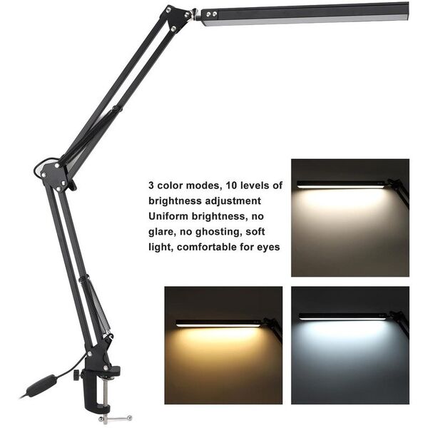 Λάμπα LED τραπεζιού με σφιγκτήρα AVIDE JAMES, 12 W, CCT, 450 lm, USB, μαύρο