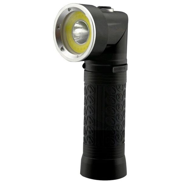 Φακός LED ENTAC, IP44, 5W, 500lm, μπαταρίες 3xAAA (δεν περιλαμβάνονται), η κεφαλή περιστρέφεται 90 μοίρες, μαύρο, 4x14cm