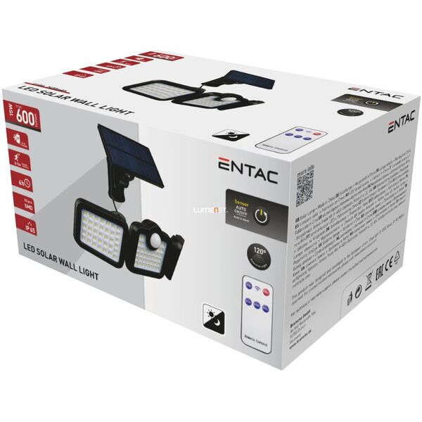 LED προβολέας εξωτερικού χώρου ENTAC Solar, ηλιακής ενέργειας, 15W, με τηλεχειριστήριο