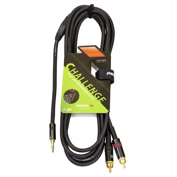 Αρσενικό στερεοφωνικό 3.5mm PROEL - 2 x αρσενικό RCA, 1.5m, μαύρο