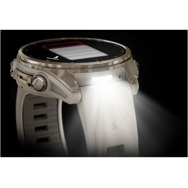 Zegarek sportowy Garmin Fenix 8 43 mm AMOLED Sapphire Soft gold z piaskowo-beżowym paskiem [010-02903-11]