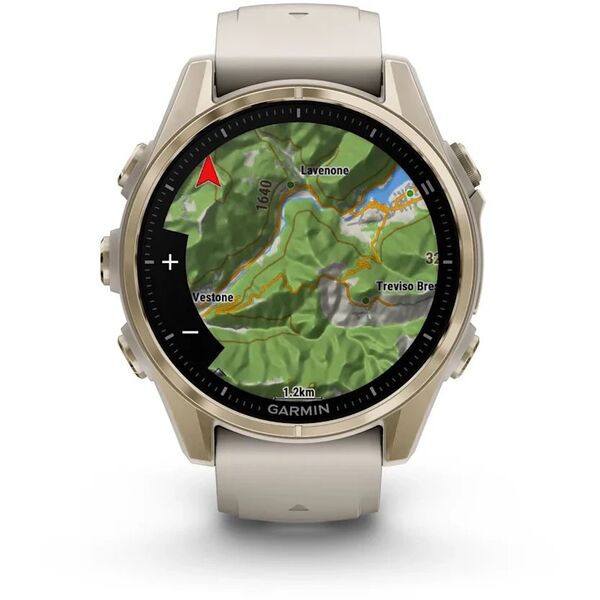 Zegarek sportowy Garmin Fenix 8 43 mm AMOLED Sapphire Soft gold z piaskowo-beżowym paskiem [010-02903-11]