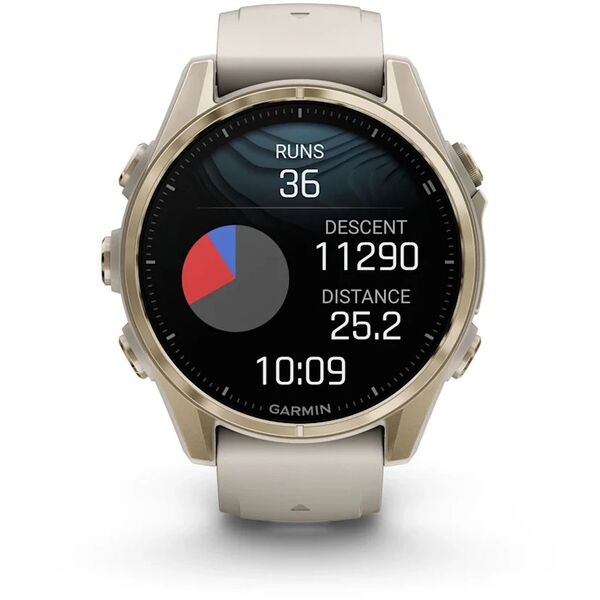 Zegarek sportowy Garmin Fenix 8 43 mm AMOLED Sapphire Soft gold z piaskowo-beżowym paskiem [010-02903-11]
