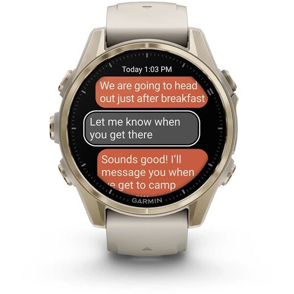 Zegarek sportowy Garmin Fenix 8 43 mm AMOLED Sapphire Soft gold z piaskowo-beżowym paskiem [010-02903-11]