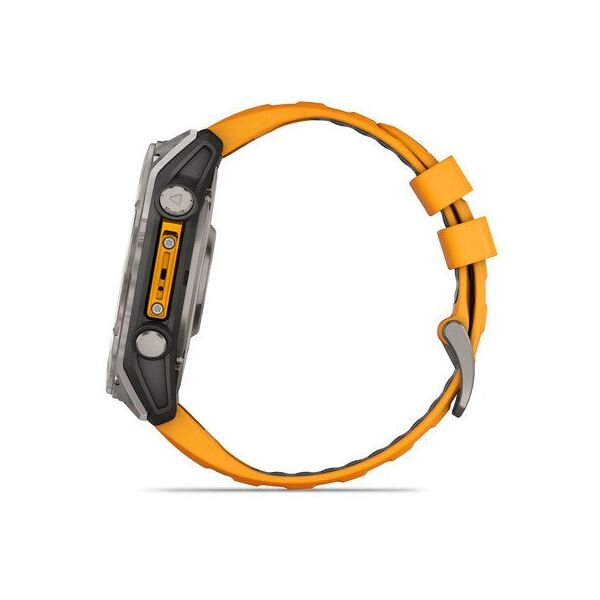 Ρολόι γυμναστικής Garmin Garmin fēnix® 8 – 51mm AMOLED Sapphire Titanium με πορτοκαλί/γραφίτη σιλικόνης λουράκι