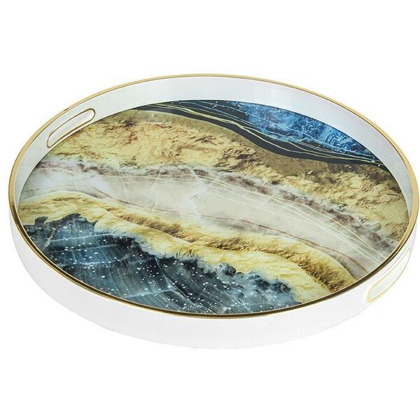 Διακοσμητικός γυάλινος δίσκος MARBLE, στρογγυλός, 45 x 45 x 4 cm