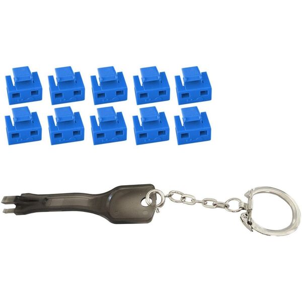 Αποκλειστής θυρών MicroConnect MC-RJ45PORTBLOCK-B Κλειδί κλειδώματος θύρας RJ-45 Μαύρο, Μπλε 10 τεμ.
