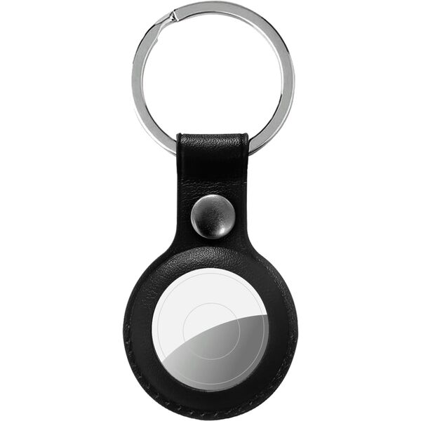 Θήκη Wave από γνήσιο δέρμα με κρίκο για κλειδιά, Apple AirTag, μαύρο