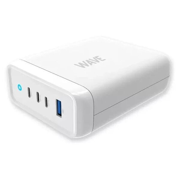 Σταθμός φόρτισης USB Wave 100 W, 3x USB-C + 1x USB-A, λευκό