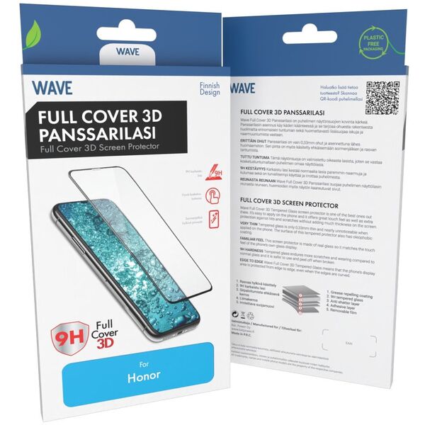 Wave Full Cover 3D Tempered Glass, Honor 200, μαύρο πλαίσιο