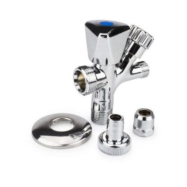 Diamond zawór zaporowy, kątowy, kombinowany grzybkowy 1/2"x3/4"x3/8", chrom ART.268.1/2X3/4X3/8>10