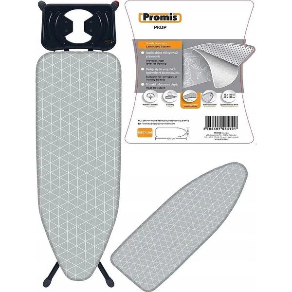 Promis Pokrowiec na deskę do prasowania PROMIS 105-120cm na 30-40cm BAWEŁNA+PIANKA