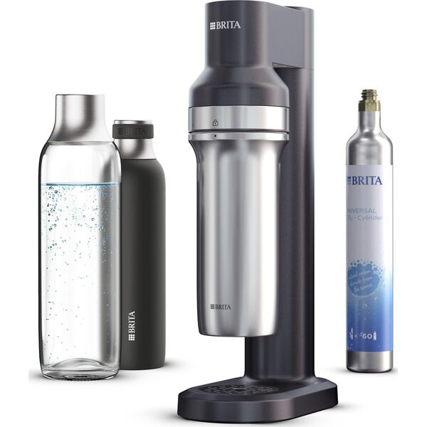 Saturator Brita sodaTRIO Czarny + Szklana butelka sodaTRIO 2-pak