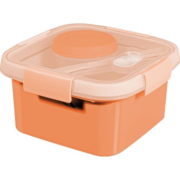 Curver Pojemnik na żywność kwadratowy LUNCH KIT Smart to go Mix miętowy/ jasnoszary/ brzoskwiniowy 1,1L Curver