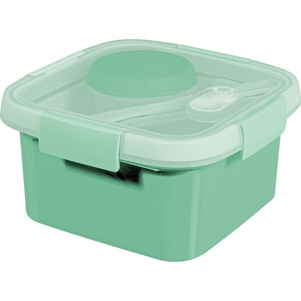 Curver Pojemnik na żywność kwadratowy LUNCH KIT Smart to go Mix miętowy/ jasnoszary/ brzoskwiniowy 1,1L Curver