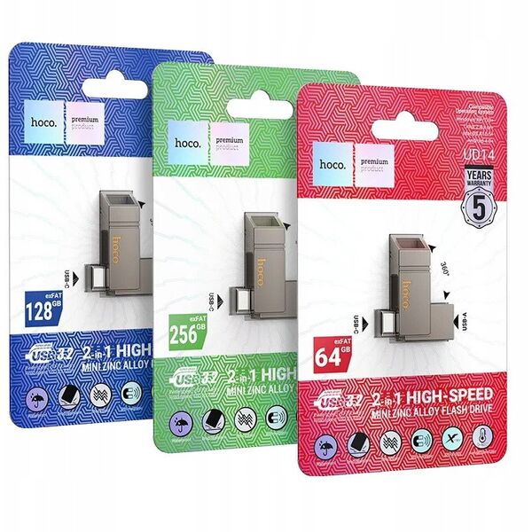 HOCO στικάκι USB A + USB C + USB C UD14 256GB USB3.2