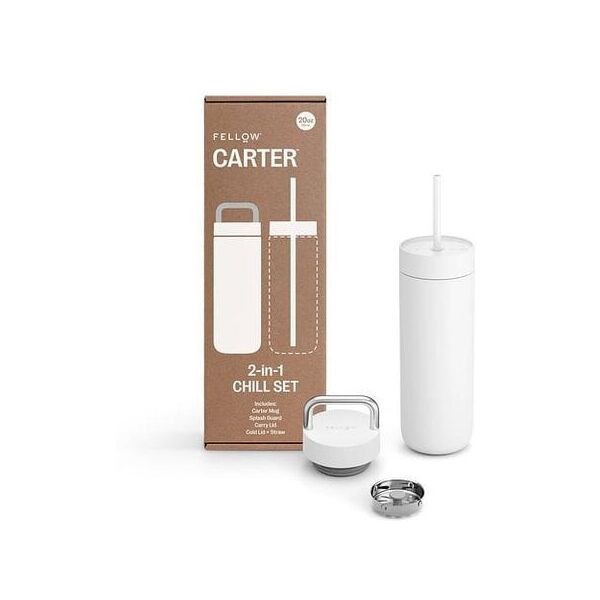 Fellow - Carter Chill Set 2 w 1 - Θερμική κούπα + 2 καπάκια - Λευκό 591 ml