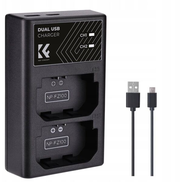 Διπλός Φορτιστής Usb Για Np-fz100 Sony A7 A7r Iii A9 Ii A6600 K&f Concept / Kf28.0010