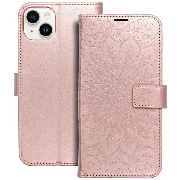 Θήκη βιβλίου MEZZO για IPHONE 14 Plus mandala ροζ χρυσό